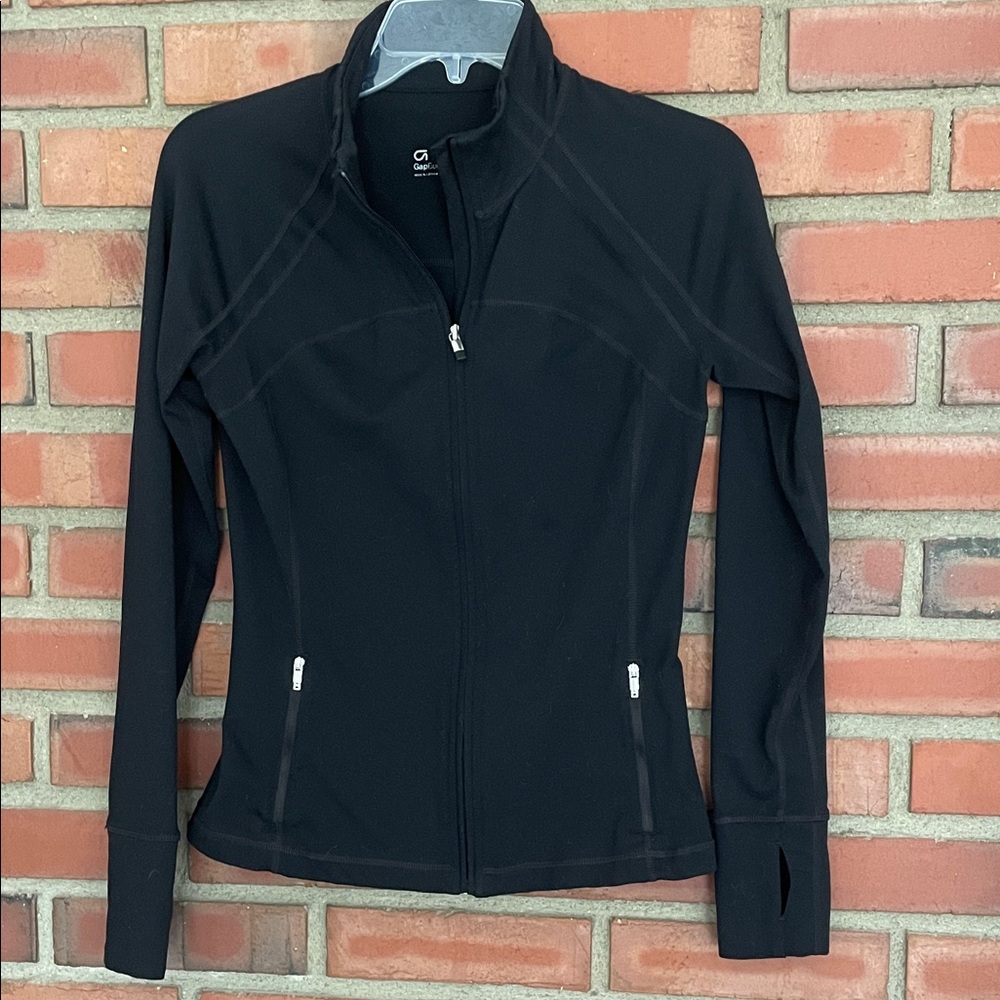 GAP Women's Black Zip-Up Jacket XS like lulualign thumb holes